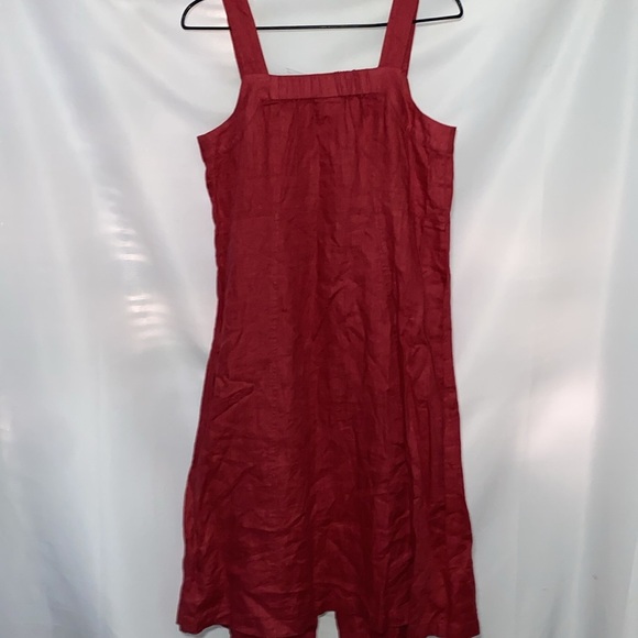 NWT J JILL 100% Linen SIZE Small Petite cape cod red Jumper Dress BUTTON FRONT - Picture 11 of 12